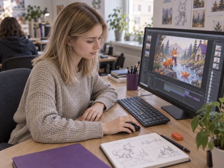 Анимация персонажей и сцен в Adobe Animate